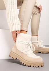 Beżowe Futerkowe Śniegowce na Tłoczonej Podeszwie Ozdobionej Cyrkoniami Rialuna. Brązowe śniegowce damskie Renee, z jeansu. Za 99.99 zł.