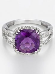 DIAMANTA Złoty pierścionek "Divine Améthyste 10" z diamentami rozmiar: 58. Różowe pierścionki damskie DIAMANTA, z ametystem, złote. Za 2,253.99 zł.