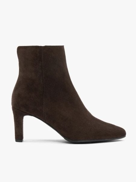 Ciemnobrązowe botki na szpilce. Brązowe botki damskie Brawo sp. z o.o., ze skóry, eleganckie, za kostkę, bez obcasa, na obcasie, bez zapięcia. Za 499.99 zł.