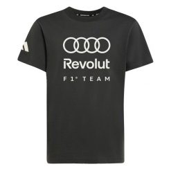 Koszulka Z Grafiką Audi Revolut F1 Team Dna. Czarne bluzki damskie Adidas, bez wzorów, z dzianiny, eleganckie, bez kołnierzyka, bez ramiączek. Za 129.00 zł.