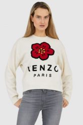 KENZO Kremowy sweter damski boke flower. Białe swetry klasyczne damskie Kenzo, s, bez kołnierzyka. W wyprzedaży za 979.99 zł.