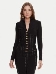 Elisabetta Franchi Marynarka GI-182-57E2-V590 Czarny Slim Fit. Czarne marynarki i żakiety damskie Elisabetta Franchi, bez wzorów, z syntetyku. Za 2,559.00 zł.