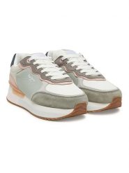 Pepe Jeans FOOTWEAR Skórzane sneakersy "Rusper" w kolorze kremowo-zielonym rozmiar: 40. Brązowe obuwie sportowe damskie Pepe Jeans FOOTWEAR, z jeansu, bez zapięcia. Za 183.59 zł.