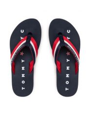 Tommy Hilfiger Japonki Tommy Loves Ny Beach Sandal FW0FW02370 Granatowy. Niebieskie klapki damskie Tommy Hilfiger, bez wzorów, z materiału, bez obcasa, bez zapięcia. Za 109.99 zł.