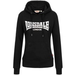 Bluza damska z kapturem Lonsdale Flookburgh. Czarne bluzy damskie Lonsdale, bez wzorów, z kapturem. Za 226.00 zł.