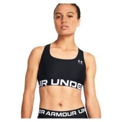 Stanik sportowy damski treningowy Under Armour biustonosz sportowy. Czarne biustonosze sportowe damskie Under Armour, bez wzorów. Za 109.99 zł.