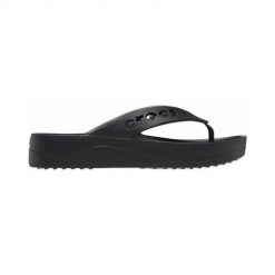 Japonki damskie Crocs Baya Platform. Czarne klapki damskie Crocs, bez wzorów, z materiału, bez obcasa, bez zapięcia. Za 139.99 zł.