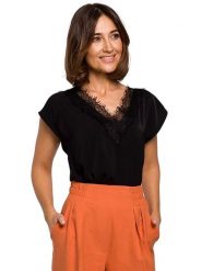 Stylove Bluzka w kolorze czarnym rozmiar: XXL. Czarne bluzki damskie Stylove, xxl, bez wzorów, z koronki, bez kołnierzyka, bez ramiączek. Za 109.26 zł.