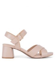 Clara Barson Sandały WSS21574-01 Beżowy. Brązowe sandały damskie Clara Barson, bez wzorów, z materiału, bez obcasa, na słupku, bez zapięcia. Za 69.99 zł.