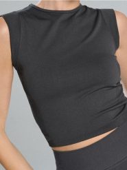 Koszulka active - szary. Szare koszulki damskie Sinsay, l, bez wzorów, bez kołnierzyka, bez ramiączek. Za 29.99 zł.