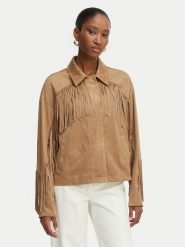 Guess Kurtka z imitacji skóry W6GL45 W2466 Brązowy jasny Regular Fit. Brązowe kurtki damskie Guess, s, z aplikacjami, ze skóry, bez kaptura. Za 694.99 zł.