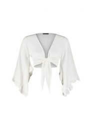 Trendyol Bluzka w kolorze kremowym rozmiar: 36. Brązowe bluzki damskie Trendyol, bez wzorów, bez kołnierzyka, bez ramiączek. Za 73.99 zł.