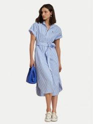 Polo Ralph Lauren Sukienka koszulowa 211959911001 Niebieski Regular Fit. Niebieskie sukienki damskie Polo Ralph Lauren, bez wzorów, z bawełny, bez ramiączek. Za 759.99 zł.