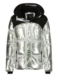 Geographical Norway Kurtka zimowa "Bilkiss" w kolorze srebrnym rozmiar: M. Szare kurtki damskie Geographical Norway, na zimę, m, bez wzorów, z puchu, bez kaptura. Za 296.35 zł.