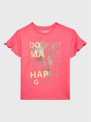 Guess T-Shirt J3GI03 K6YW1 Różowy Regular Fit. Czerwone koszulki i t-shirty dziewczęce Guess, z aplikacjami, z bawełny, bez kołnierzyka, bez ramiączek. Za 79.99 zł.