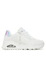 Skechers Sneakersy Uno Gen1-Zip And Stride 310554L/WHT Biały. Białe buty sportowe dziewczęce Skechers, bez wzorów, ze skóry, bez zapięcia. Za 239.99 zł.