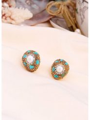 L'Atelier de Gaia Pozłacane kolczyki-wkrętki z perłami i turkusami rozmiar: onesize. Białe kolczyki damskie L'Atelier de Gaia, z perłą, pozłacane. Za 43.99 zł.