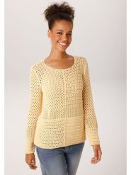 Aniston Sweter w kolorze żółtym rozmiar: 38. Żółte swetry klasyczne damskie Aniston, z bawełny, bez kołnierzyka. Za 92.42 zł.