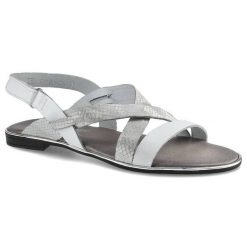 Białe Sandały Lemar Damskie Skórzane Buty Na Lato. Białe sandały damskie Lemar, bez wzorów, ze skóry, bez obcasa, bez zapięcia. Za 129.00 zł.