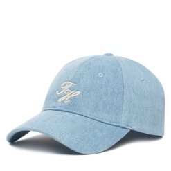 Czapka z daszkiem Tommy Hilfiger. Niebieskie czapki z daszkiem damskie Tommy Hilfiger, bez wzorów. Za 149.99 zł.