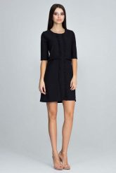 Czarna Elegancka Krótka Sukienka z Falbankami. Czarne sukienki damskie Figl, bez wzorów, z elastanu, eleganckie, bez ramiączek. Za 269.00 zł.
