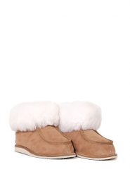 Kaiser Naturfellprodukte Kapcie wełniane w kolorze jasnobrązowym rozmiar: 37. Brązowe kapcie damskie Kaiser Naturfellprodukte, ze skóry. Za 164.92 zł.