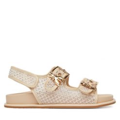 Sandały Patrizia Pepe. Brązowe sandały damskie Patrizia Pepe, bez wzorów, bez obcasa, na płaskiej podeszwie, bez zapięcia. Za 449.99 zł.