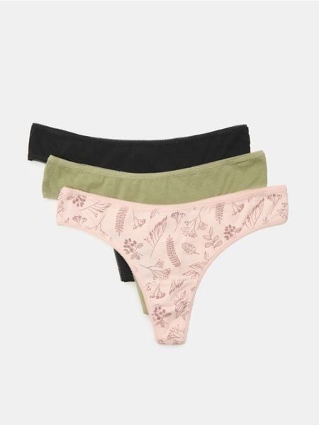 Bawełniane majtki stringi 3 pack - wielobarwny. Stringi Sinsay, bez wzorów, z bawełny. Za 11.99 zł.