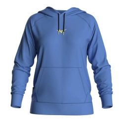 Bluza damska z kapturem Mizuno Athletic Wos. Niebieskie bluzy damskie Mizuno, l, bez wzorów, z materiału, z kapturem. Za 277.20 zł.
