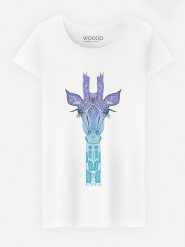 WOOOP Koszulka "Giraffe Mint" w kolorze białym rozmiar: XL. Białe bluzki damskie Wooop, xl, bez wzorów, z bawełny, bez kołnierzyka, bez ramiączek. Za 56.99 zł.