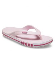 Crocs Japonki w kolorze jasnoróżowym rozmiar: 41/42. Różowe klapki damskie Crocs, bez wzorów, bez obcasa, bez zapięcia. Za 87.40 zł.