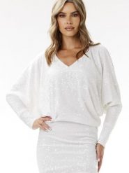 Sukienka Model A700 White - awama. Białe sukienki damskie Awama, bez wzorów, z weluru, eleganckie, bez ramiączek. Za 385.57 zł.