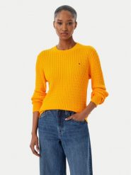 Tommy Hilfiger Sweter Fine WW0WW44993 Pomarańczowy Regular Fit. Brązowe swetry klasyczne damskie Tommy Hilfiger, s, z bawełny, bez kołnierzyka. Za 529.99 zł.