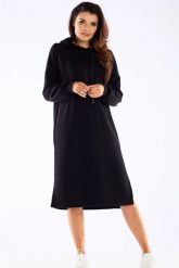 Bluzowa sukienka z kapturem bawełna premium czarna. Czarne sukienki damskie Infinite You, bez wzorów, z bawełny, bez ramiączek. Za 289.00 zł.
