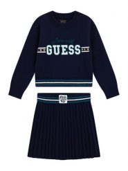 Guess Komplet bluzka i spódnica K6YG02 Z0815 Granatowy Regular Fit. Niebieskie bluzki i koszule dziewczęce Guess, z aplikacjami, z wiskozy, bez kołnierzyka, bez ramiączek. Za 284.99 zł.