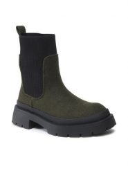 Jenny Fairy Sztyblety H13096-20 Khaki. Brązowe botki damskie Jenny Fairy, bez obcasa, na płaskiej podeszwie, bez zapięcia. Za 99.99 zł.