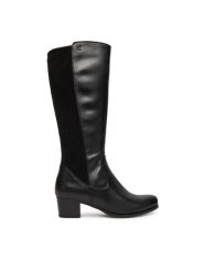 Caprice Kozaki 9-25500-45 Czarny. Czarne kozaki damskie Caprice, ze skóry, bez obcasa, na słupku, bez zapięcia. Za 699.99 zł.