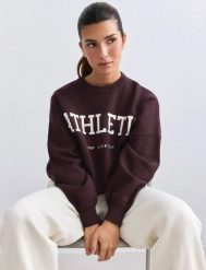 Damska bluza dzianinowa Athletic Knit czekoladowa. Brązowe bluzy damskie Aim'n, l, bez wzorów, z dzianiny, bez kaptura. Za 390.00 zł.