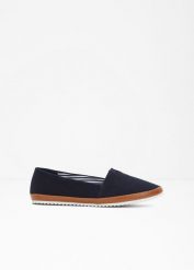 Buty wsuwane. Niebieskie balerinki damskie bonprix, bez wzorów. Za 84.99 zł.