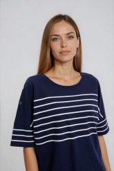 Bluza w paski granatowa. Bluzy damskie MOODO, l, bez wzorów, z bawełny, bez kaptura. Za 99.99 zł.