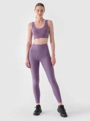 4F Legginsy treningowe z wysokim stanem damskie - fioletowe M. Fioletowe legginsy damskie 4F, m, bez wzorów, z dzianiny. W wyprzedaży za 79.99 zł.