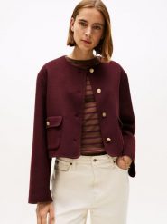 Tommy Hilfiger kurtka pudełkowa z zawartością wełny Kobiety czerwony, 40. Czerwone kurtki damskie Tommy Hilfiger, bez wzorów, z wełny, bez kaptura. Za 849.95 zł.
