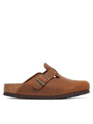 Birkenstock Klapki Boston 1028310 Brązowy. Brązowe klapki damskie Birkenstock, bez wzorów, ze skóry, bez obcasa, bez zapięcia. Za 694.99 zł.