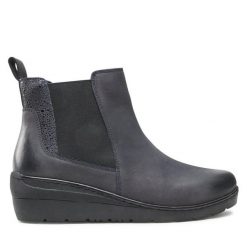 Botki Go Soft. Niebieskie botki damskie GO SOFT, bez obcasa, na koturnie, bez zapięcia. Za 119.99 zł.