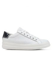 Geox Skórzane sneakersy "Pontoise" w kolorze srebrno-białym rozmiar: 37. Białe obuwie sportowe damskie Geox, z gumy, bez zapięcia. Za 218.95 zł.
