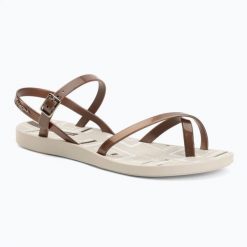 Sandały damskie Ipanema Fashion Sand VIII Beige/Metallic Pink. Brązowe sandały damskie Ipanema, bez wzorów, z materiału, bez obcasa, bez zapięcia. Za 79.99 zł.