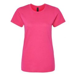 Damska Koszulka Softstyle O Średniej Grubości. Czerwone bluzki damskie GILDAN, xl, bez wzorów, sportowe, bez kołnierzyka, bez ramiączek. Za 33.99 zł.