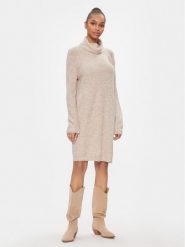 ONLY Sukienka dzianinowa 15306945 Beżowy Relaxed Fit. Brązowe sukienki damskie Only, bez wzorów, z dzianiny, bez ramiączek. Za 199.99 zł.