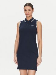 Guess Sukienka codzienna V5GK04 KCOK1 Granatowy Regular Fit. Niebieskie sukienki damskie Guess, z aplikacjami, z bawełny, bez ramiączek. Za 229.99 zł.