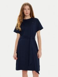 Tommy Hilfiger Sukienka codzienna WW0WW45183 Granatowy Regular Fit. Niebieskie sukienki damskie Tommy Hilfiger, bez wzorów, z bawełny, bez ramiączek. Za 299.99 zł.